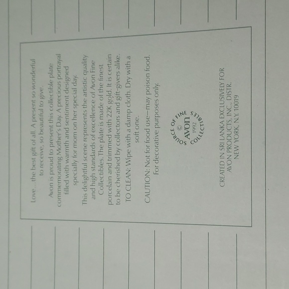 Vintage 1992 Avon Mother's Day Plate in Original Box - Picture 5 of 5